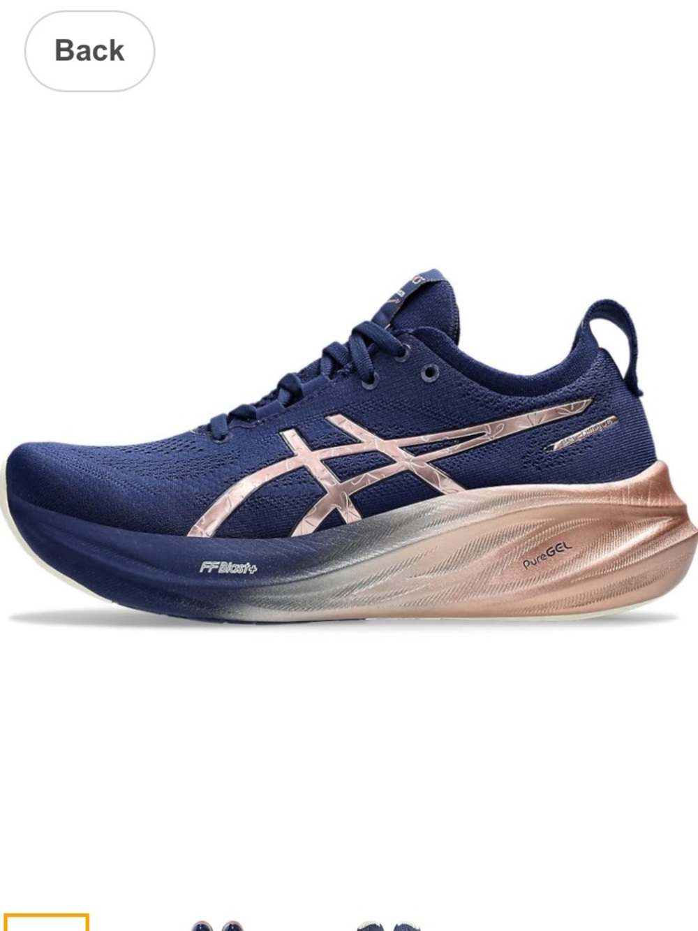 ASICS gel nimbus 26 platinum edition blue expanse rose gold womens 7 EUC